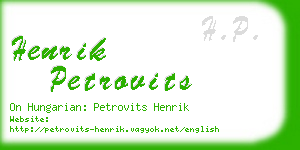 henrik petrovits business card